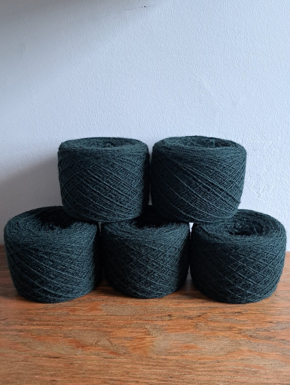 100% Wool Dark Green Yarn Lot, 500g